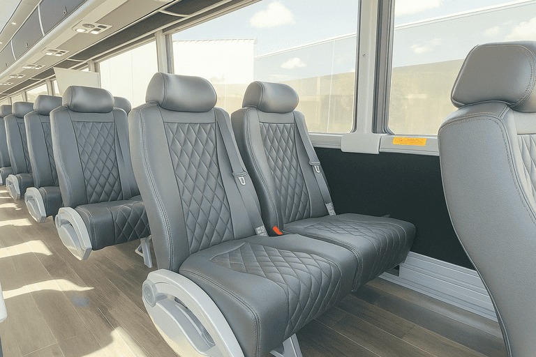 interior of Stockton Shuttle Bus Rentals charter bus